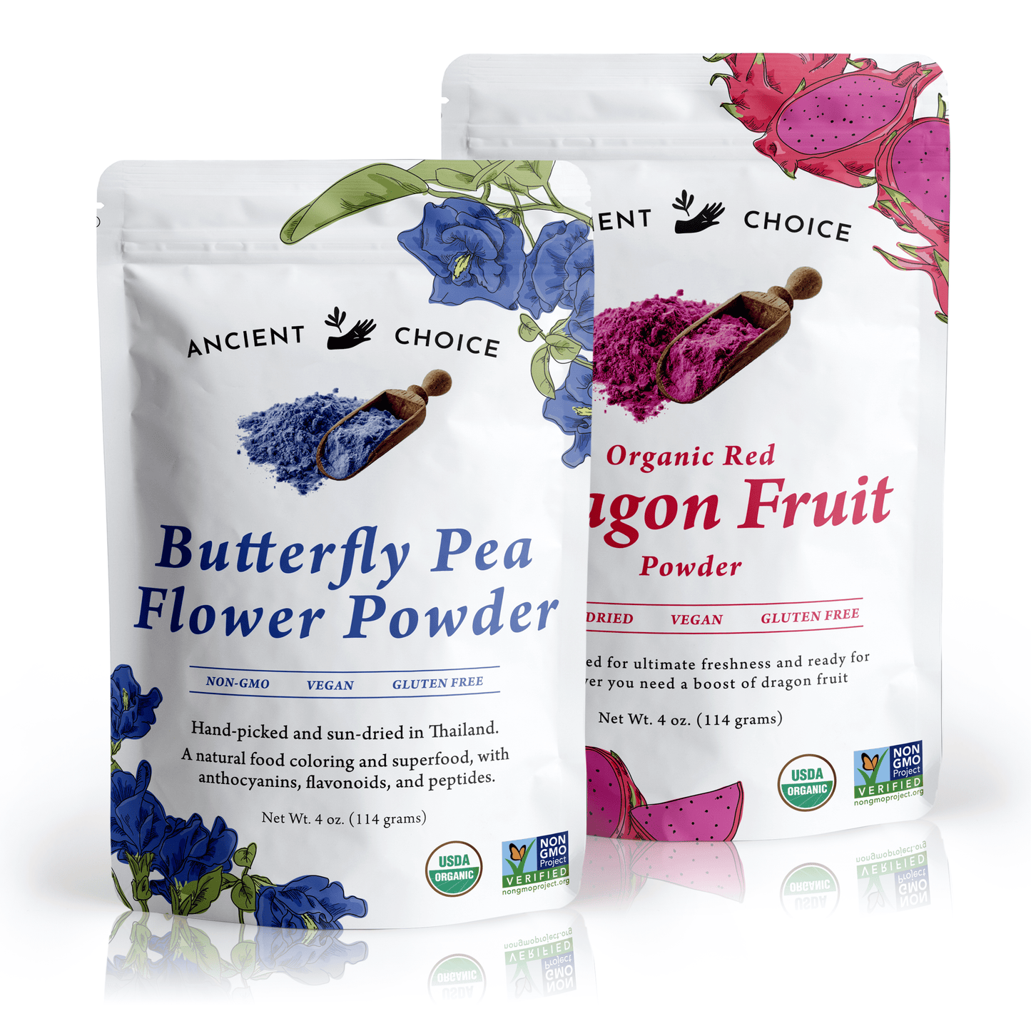 Radiant Skin Duo — Butterfly Pea Flower Powder and Dragon Fruit Powder bundle